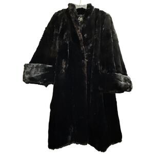 Vintage Luthel Furs Black Heavy Fur Overcoat - Women's 10